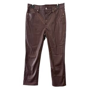 GAP Faux-Leather Vintage Slim Mid Rise Jeans Brown Leather